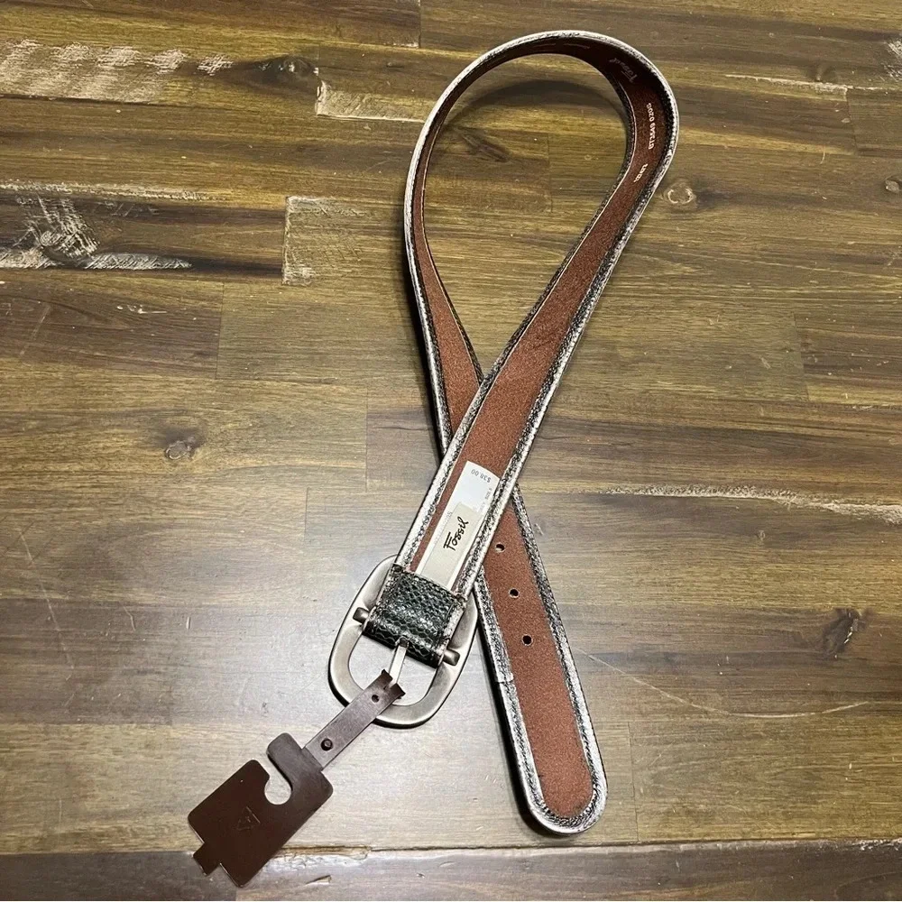 Fosil Shiny Snake Gray And Green Genuine Leather